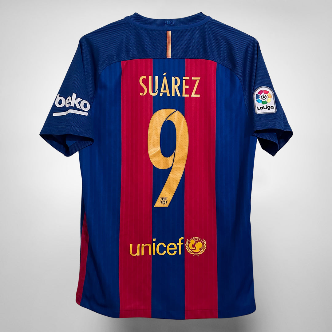 2016 2017 Barcelona Home Nike Shirt 9 Luis Suarez Classic Football Shirts Vintage Football Shirts Rare Soccer Shirts Worldwide Delivery 90 s Football Shirts Manchester United Arsenal Juventus