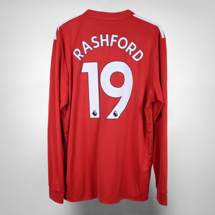 2017-2018 Manchester United Adidas Long Sleeve Home Shirt #19 Marcus Rashford - Marketplace