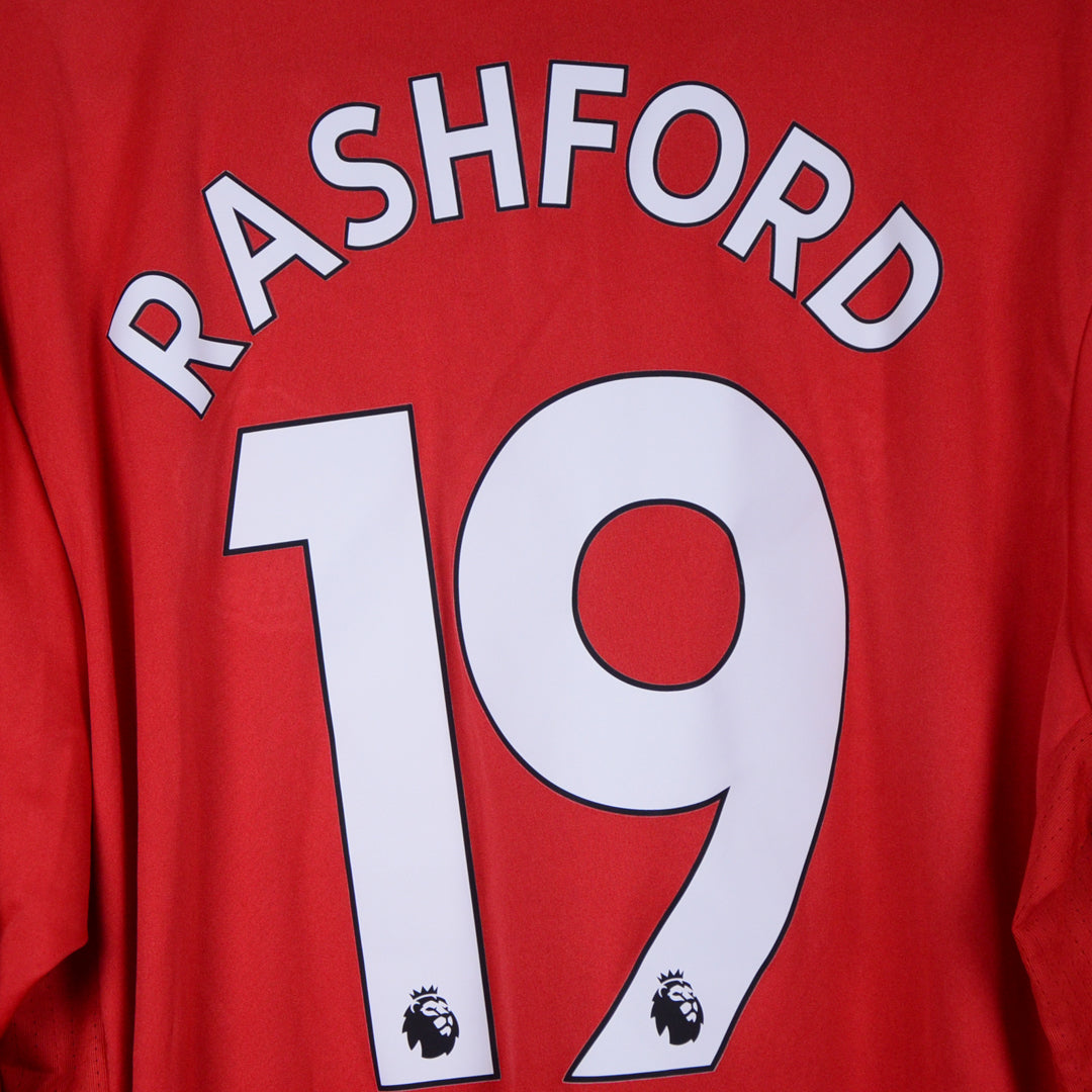 2017-2018 Manchester United Adidas Long Sleeve Home Shirt #19 Marcus Rashford - Marketplace