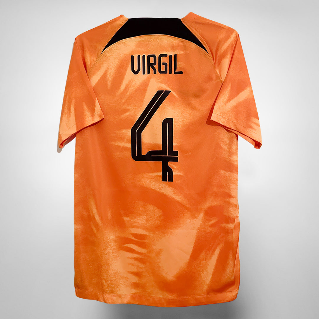 2022-2023 Netherlands Nike Home Shirt #4 Virgil Van Dijk - Marketplace