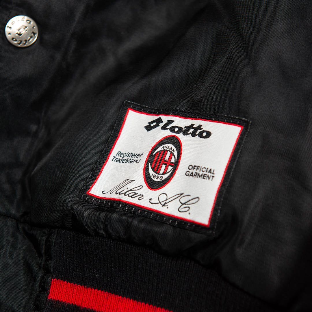 AC Milan Lotto Varsity Jacket  AC Milan Black & Red Bomber Jacket