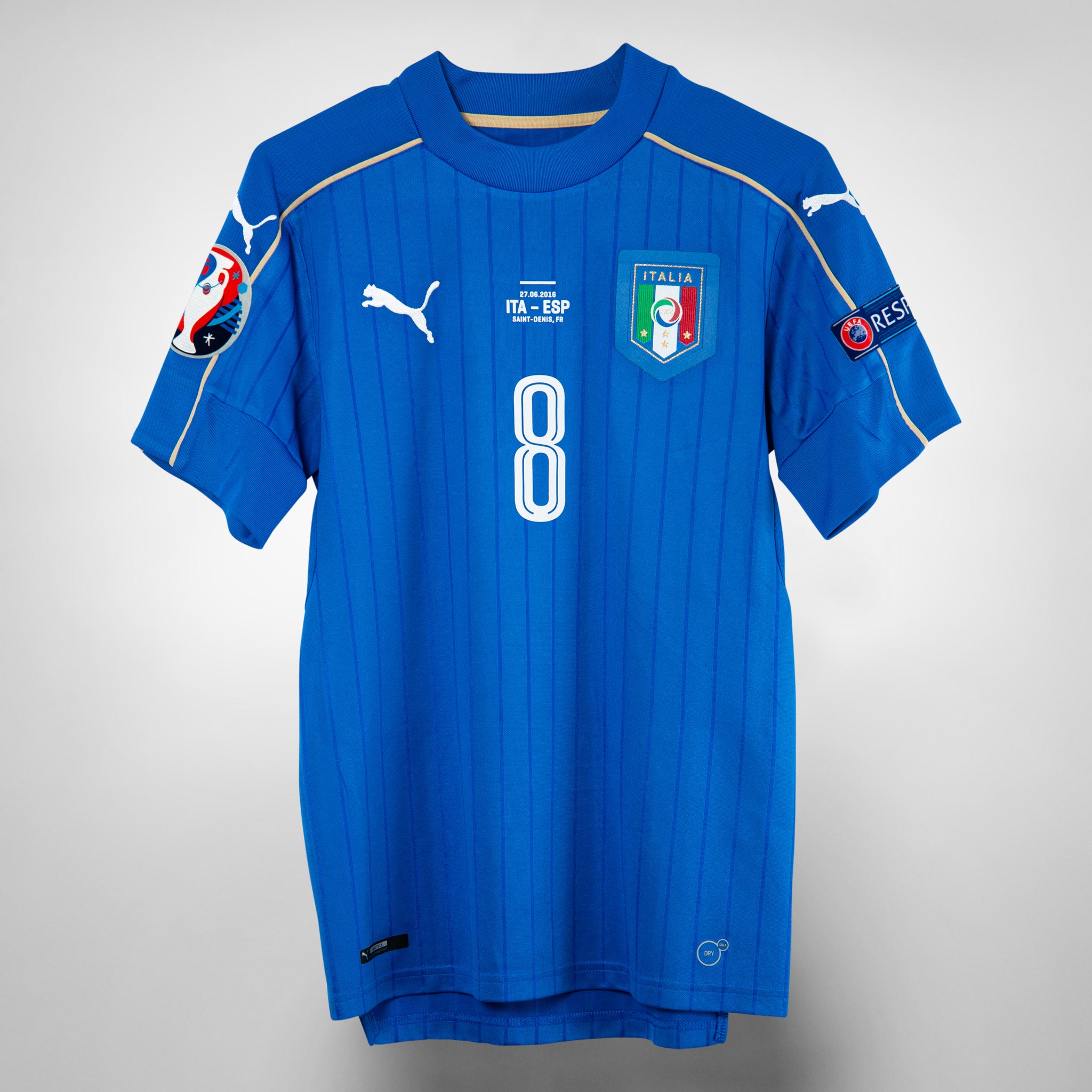 2016 2017 Italy Puma Home Shirt 8 Alessandro Florenzi ITA vs. ESP 27.06.2016