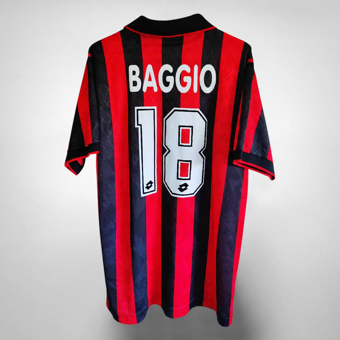 1997-1998 AC Milan Lotto Home Shirt #18 Roberto Baggio