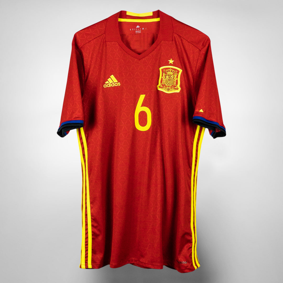 2015-2016 Spain Adidas Home Shirt #6 Andres Iniesta