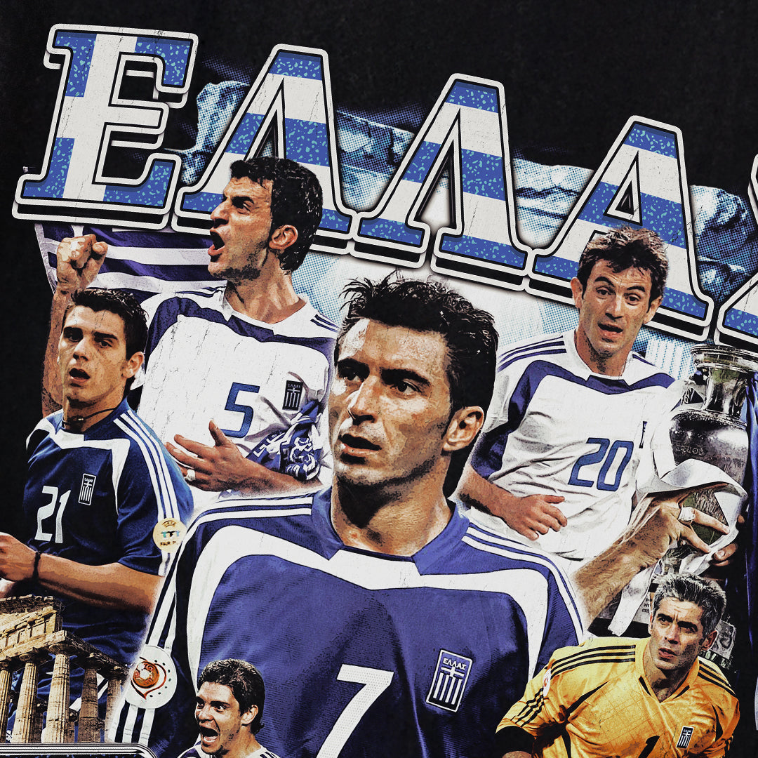 PRE-ORDER Greece Hellas Euro 2004 Champions Vintage Bootleg T-Shirt | Oversized Heavy Tee
