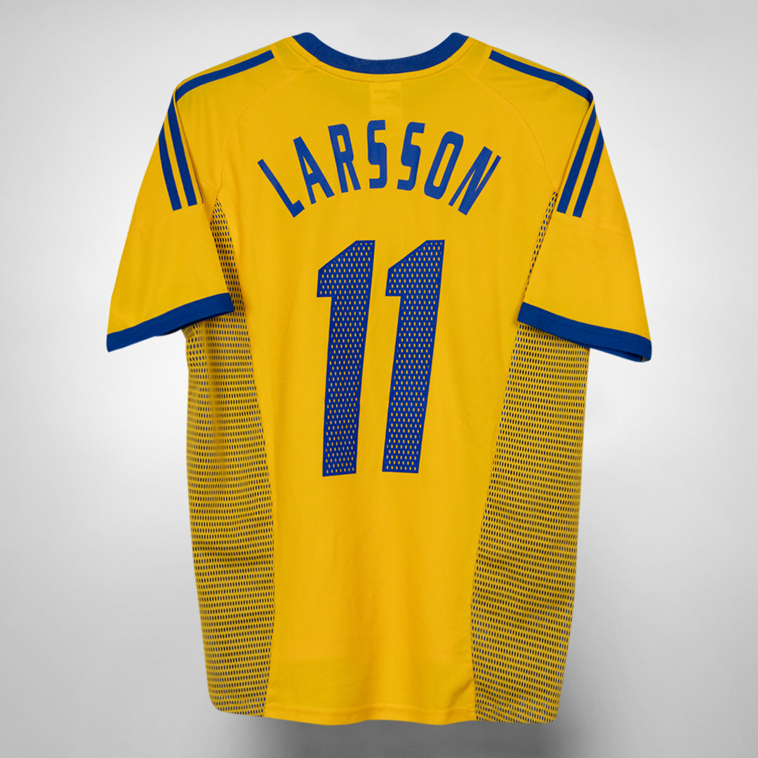 2002-2004 Sweden Adidas Home Shirt #11 Henrik Larsson
