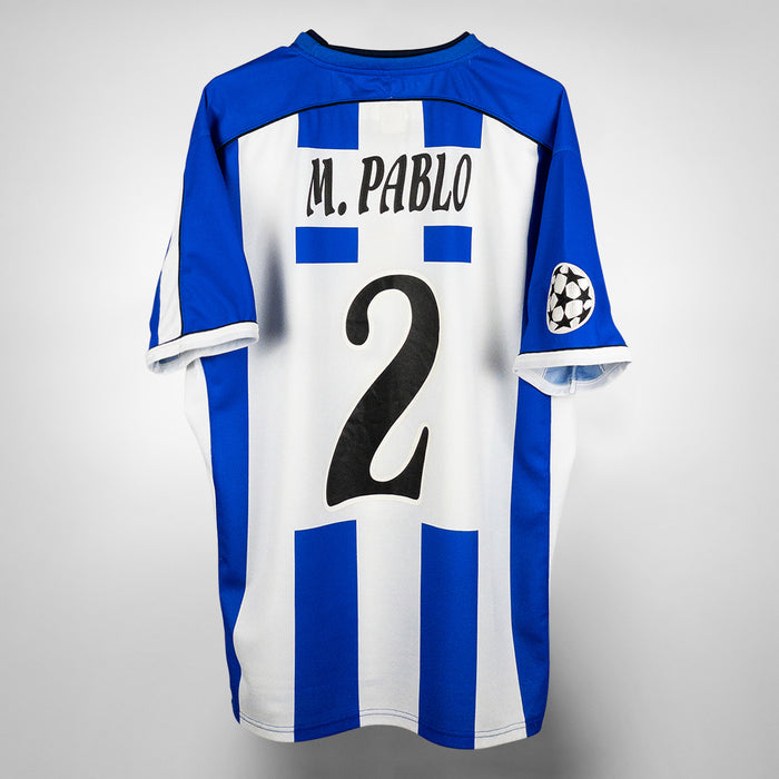 2002-2003 Deportivo La Coruna Joma Home Shirt #2 Manuel Pablo