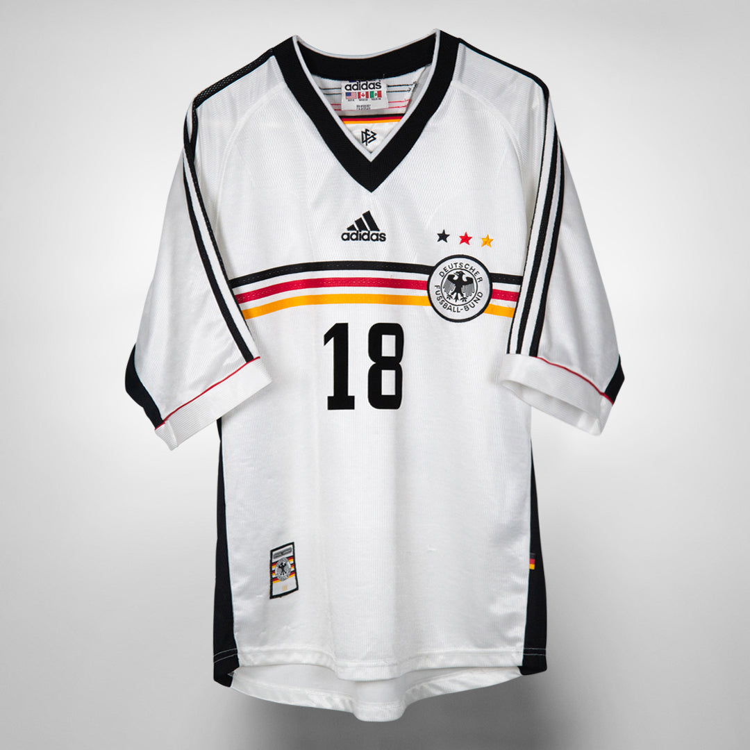 1998-2000 Germany Adidas Home Shirt #18 Jurgen Klinsmann