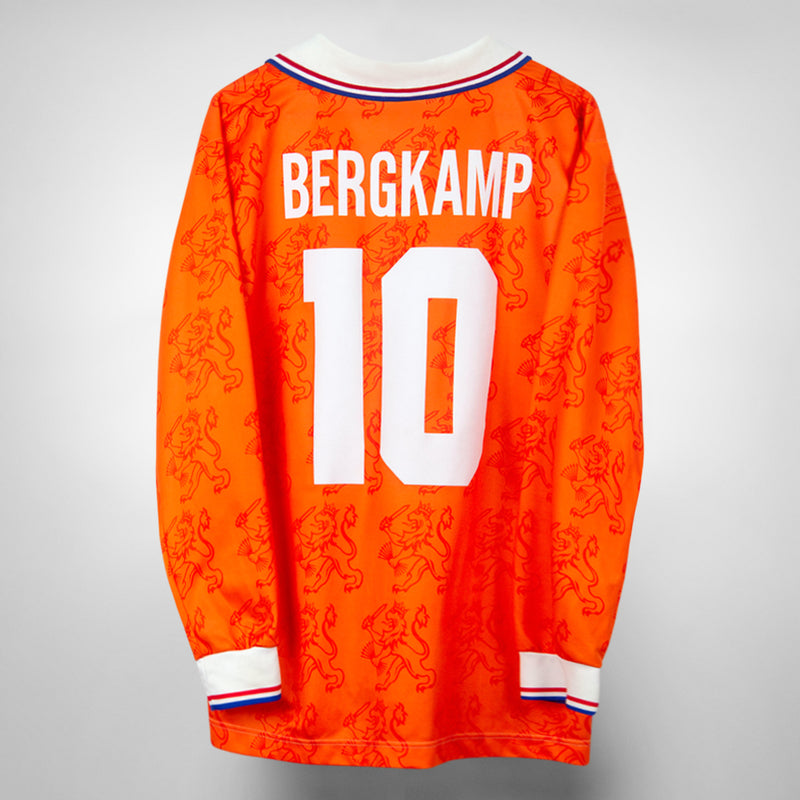 1994-1996 Netherlands Lotto Long Sleeve Home Shirt #10 Dennis Bergkamp