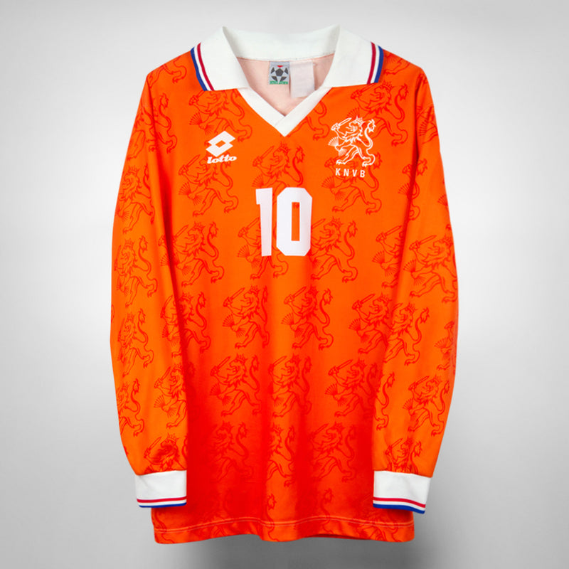 1994-1996 Netherlands Lotto Long Sleeve Home Shirt #10 Dennis Bergkamp