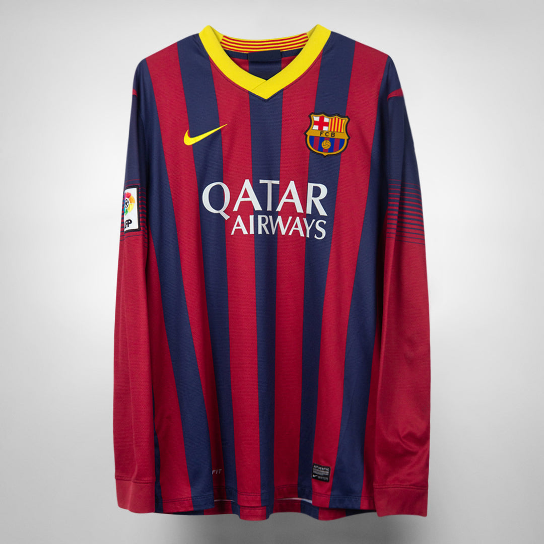 2013-2014 FC Barcelona Long Sleeve Nike Home Shirt #10 Lionel Messi