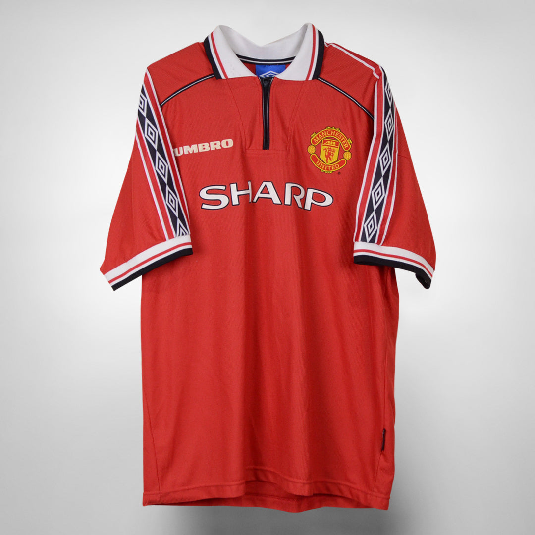 1998-2000 Manchester United Umbro Treble Winning Home Shirt #7 David Beckham - Marketplace
