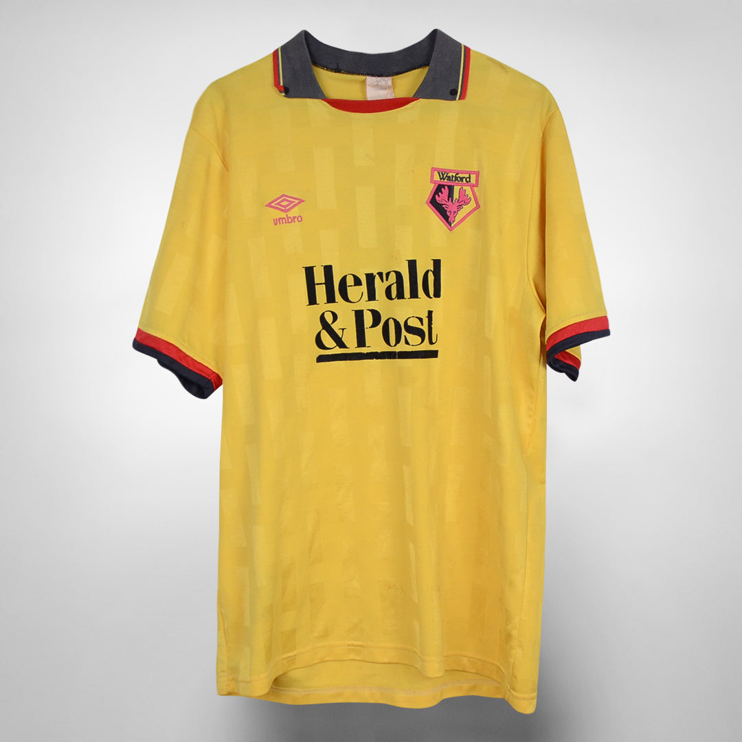 1989-1991 Watford Umbro Match Worn Home Shirt #4 Kenny Jackett - Marketplace