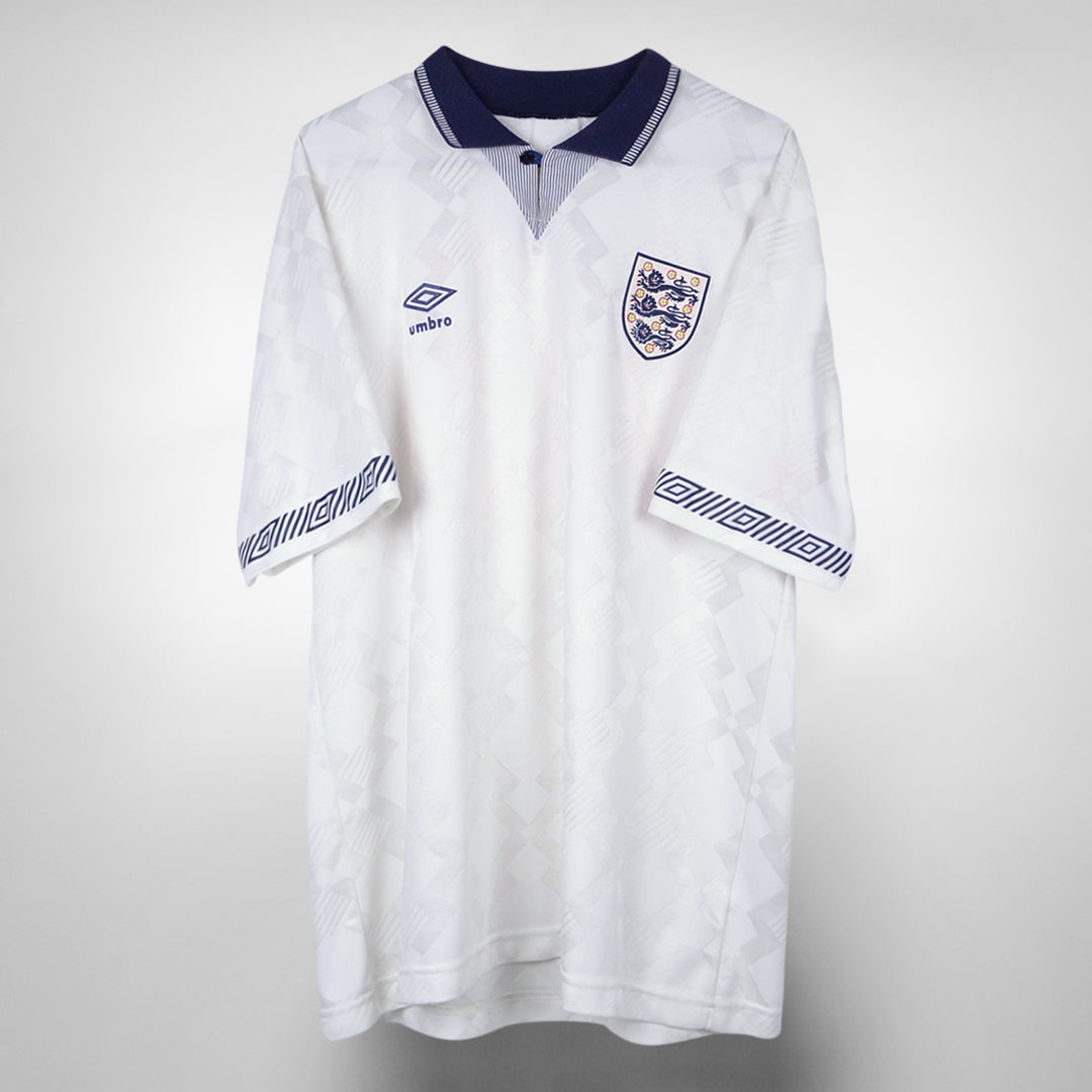 1990-1992 England Umbro Home Shirt #19 Paul Gascoigne