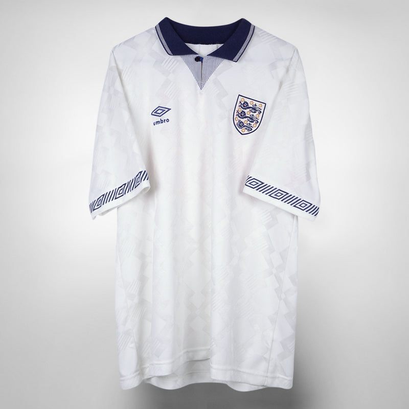 1990-1992 England Umbro Home Shirt #19 Paul Gascoigne