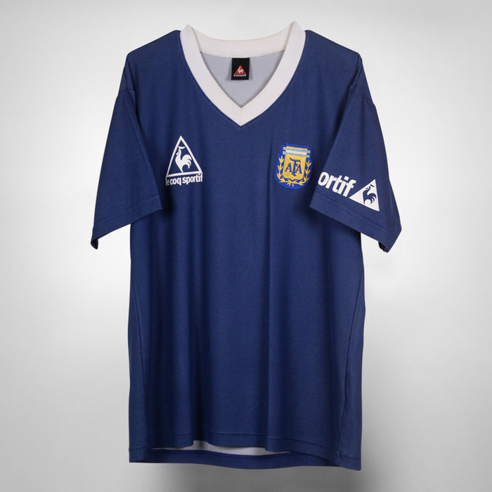 1986 Argentina Le Coq Sportif Reproduction Away Shirt #10 Maradona