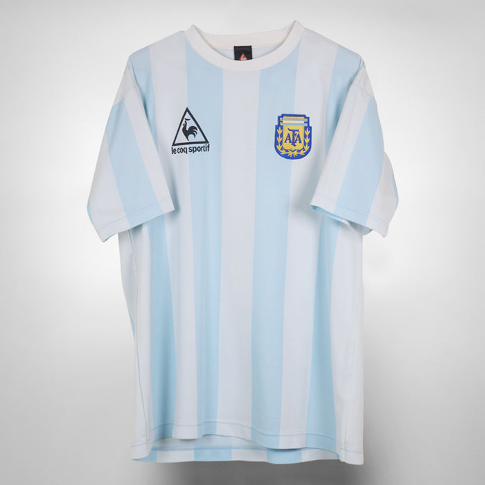 1986 Argentina Le Coq Sportif Reproduction Home Shirt #10 Maradona