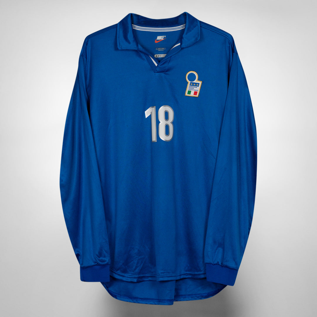 1998 Italy Nike Long Sleeve Player Spec Home Shirt #18 Roberto Baggio