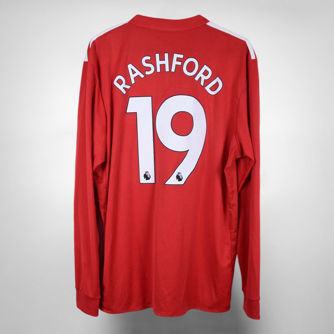 2017-2018 Manchester United Adidas Long Sleeve Home Shirt #19 Marcus Rashford - Marketplace