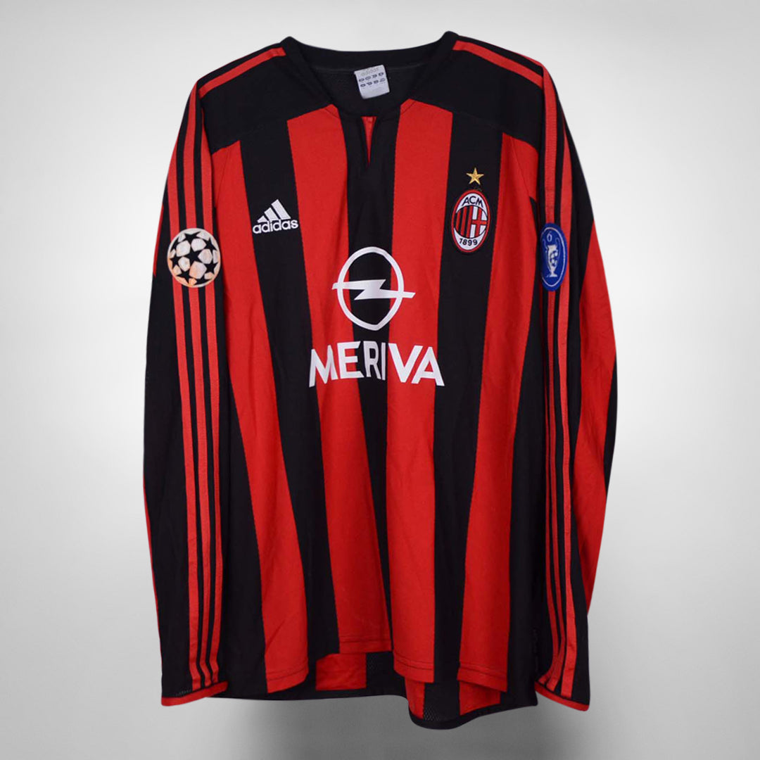 2003-2004 AC Milan Adidas Long Sleeve Home Shirt #22 Kaka - Marketplace