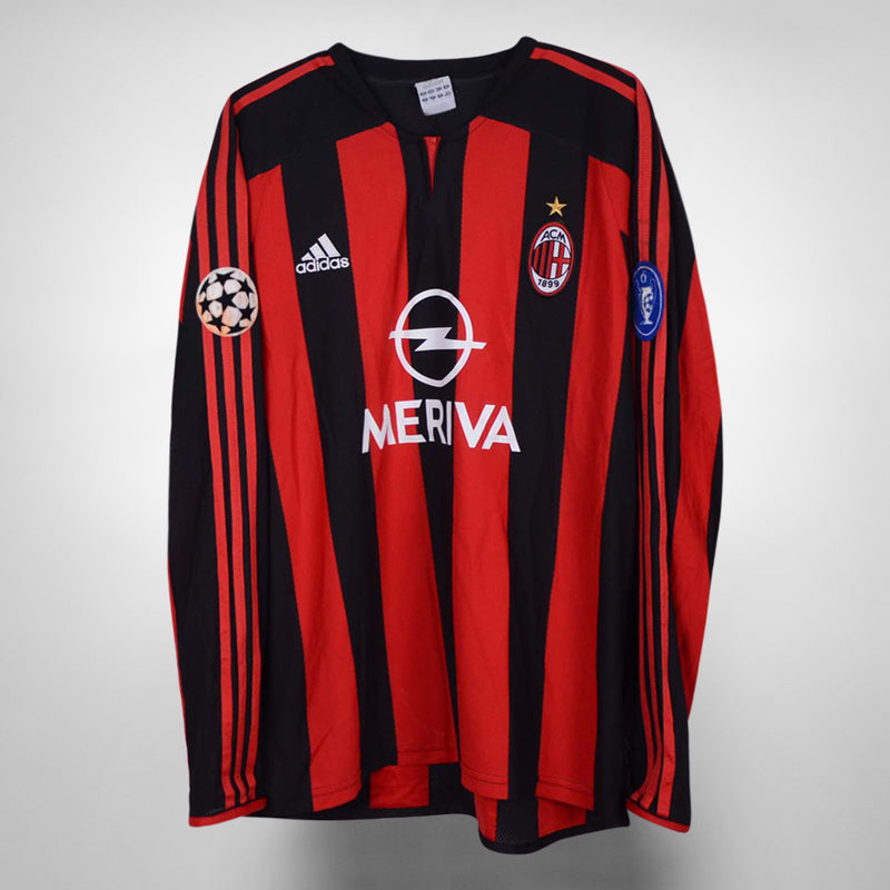 2003-2004 AC Milan Adidas Long Sleeve Home Shirt #22 Kaka - Marketplace