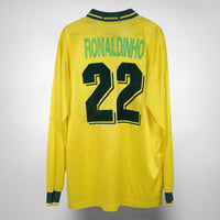 1994-1996 Brazil Umbro Player Spec Long Sleeve Home Shirt #22 Ronaldinho (R9) - Marketplace