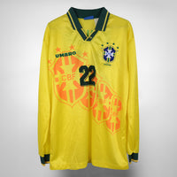 1994-1996 Brazil Umbro Player Spec Long Sleeve Home Shirt #22 Ronaldinho (R9) - Marketplace