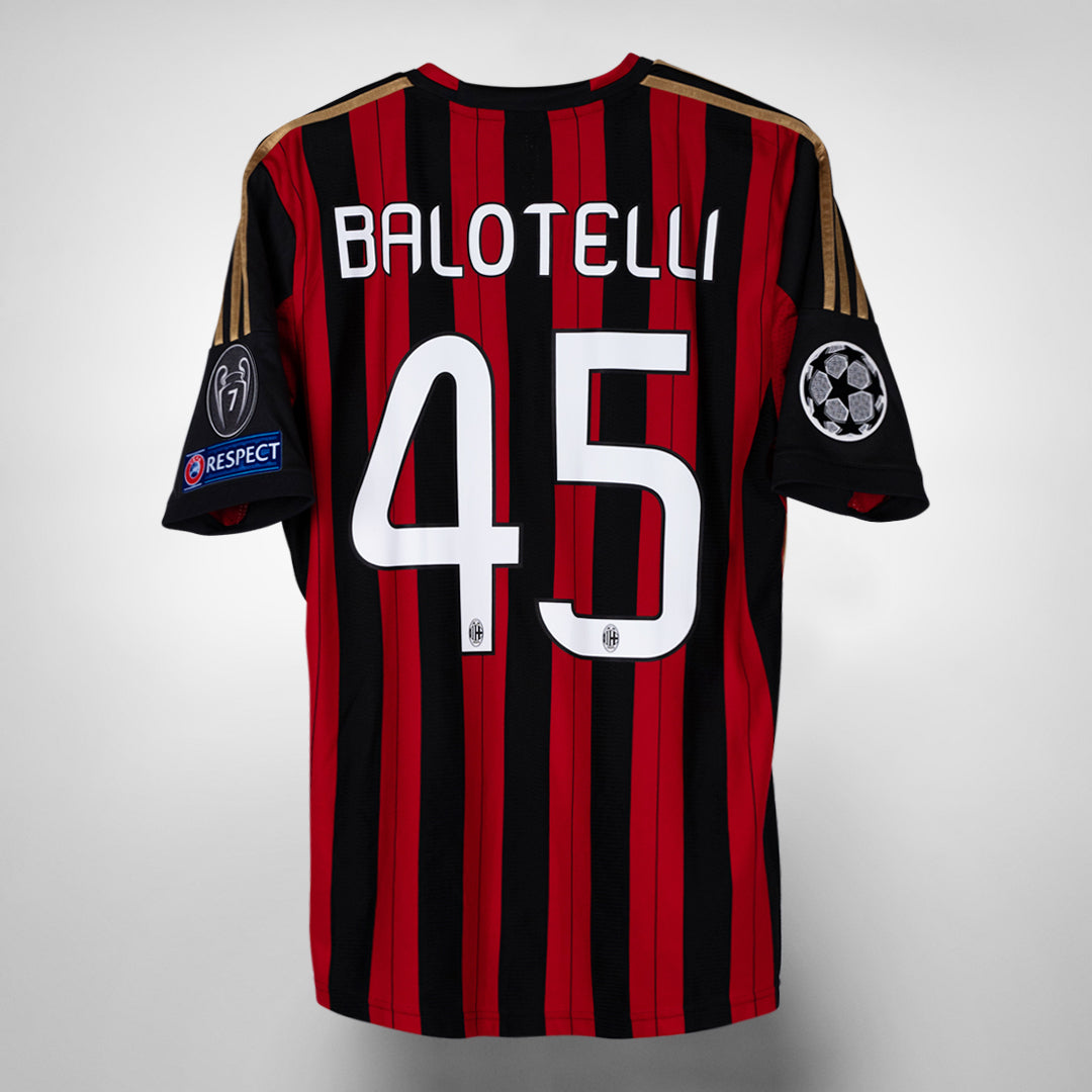 2013-2014 AC Milan Adidas UCL Home Shirt #45 Mario Balotelli