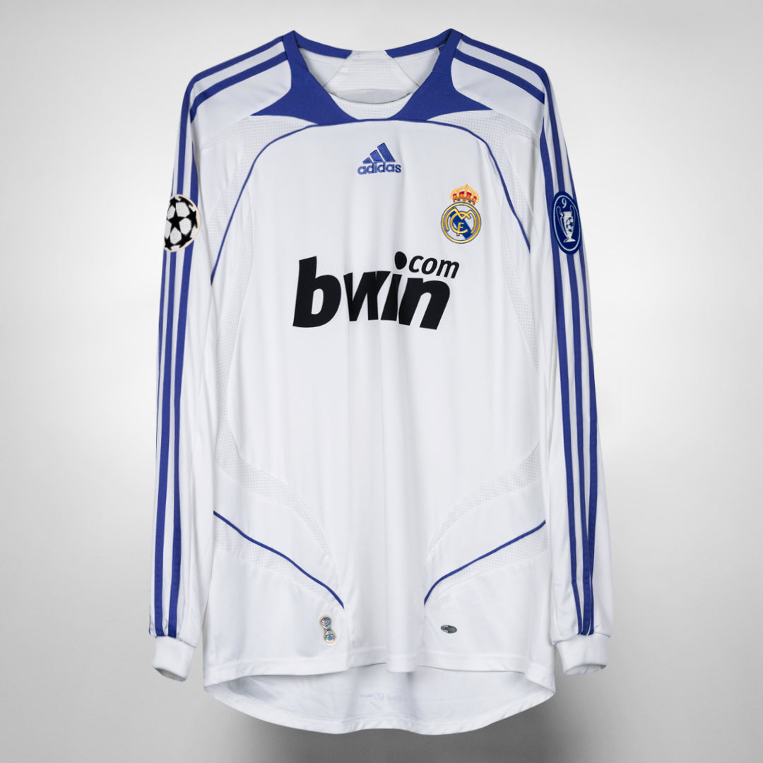 2007-2008 Real Madrid Adidas Long Sleeve Home Shirt #11 Arjen Robben