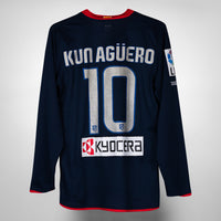 2009-2010 Atletico Madrid Nike Long Sleeve Player Spec Away Shirt #10 Kun Aguero