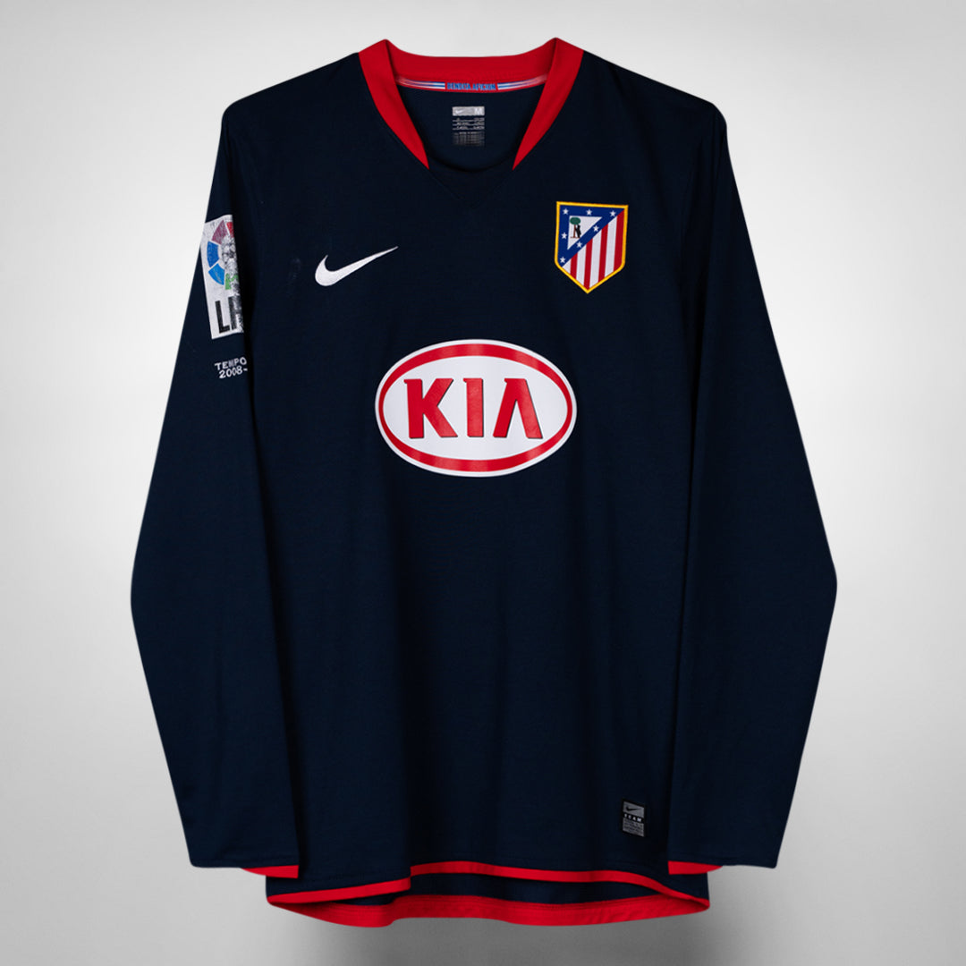 2009-2010 Atletico Madrid Nike Long Sleeve Player Spec Away Shirt #10 Kun Aguero