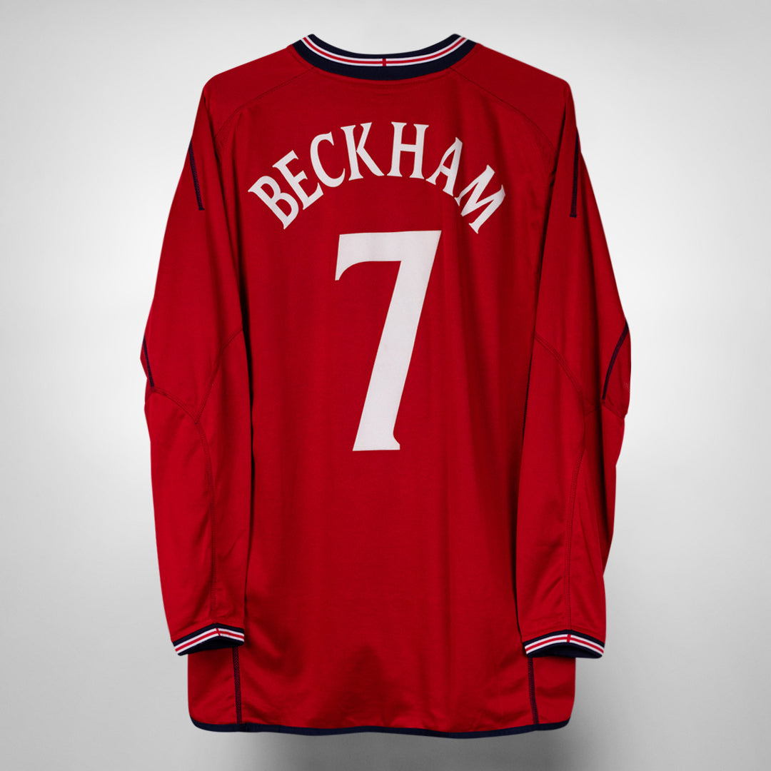 2002-2004 England Umbro Long Sleeve Away Shirt #7 David Beckham