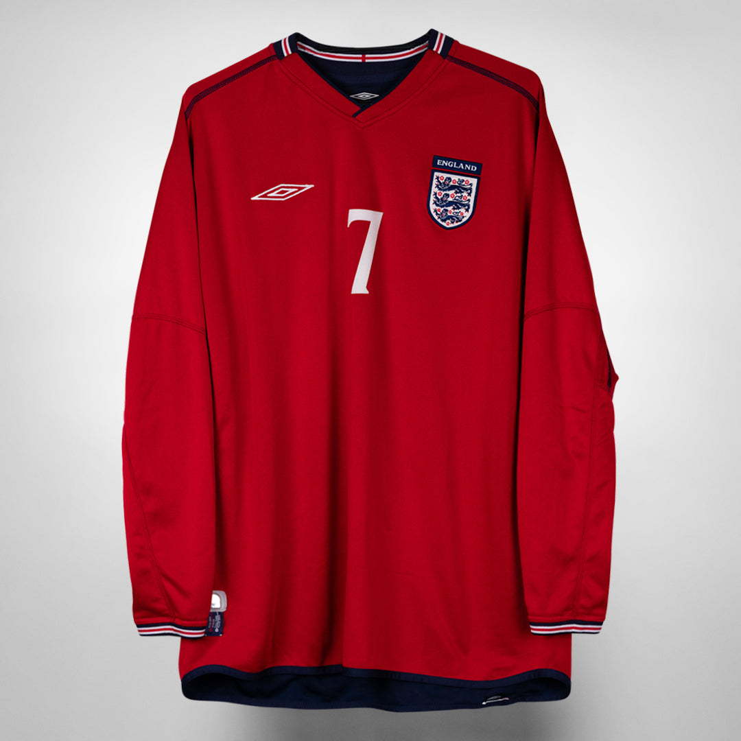2002-2004 England Umbro Long Sleeve Away Shirt #7 David Beckham