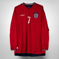 2002-2004 England Umbro Long Sleeve Away Shirt #7 David Beckham