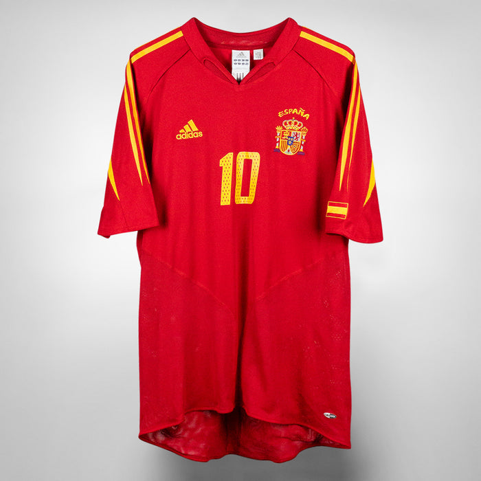 2003-2005 Spain Adidas Home Shirt #10 Morientes