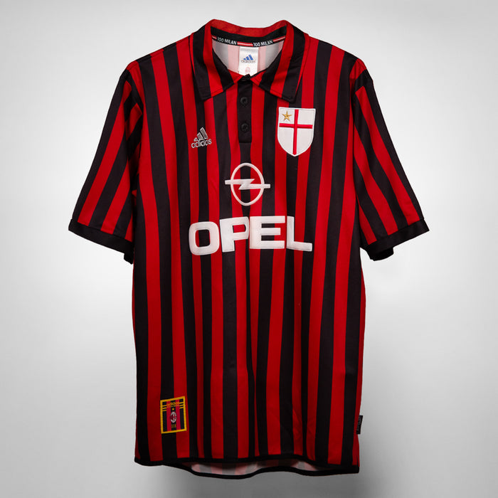 1999-2000 AC Milan Adidas Home Shirt #3 Paolo Maldini