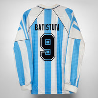 1996-1997 Argentina Adidas Long Sleeve Home Shirt #9 Gabriel Batistuta