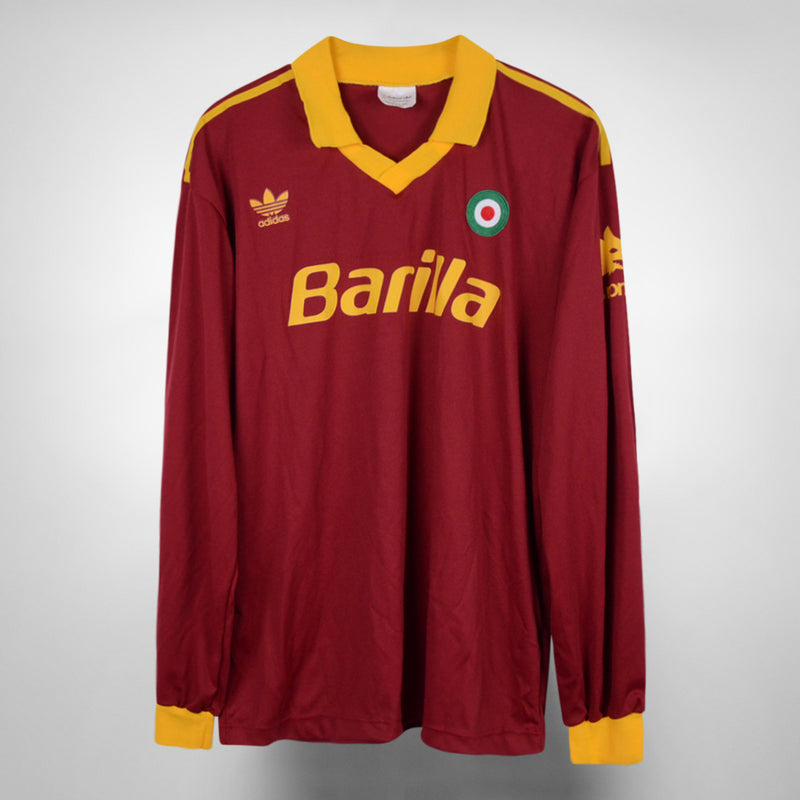 1991-1992 AS Roma Adidas Long Sleeve Home Shirt - Marketplace