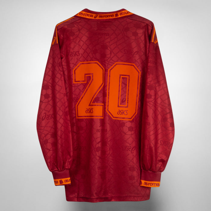 1994-1995 AS Roma Asics Long Sleeve Home Shirt #20 Francesco Totti