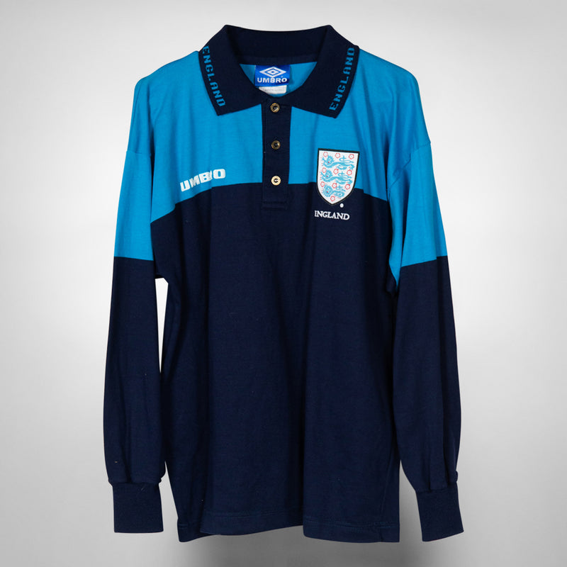 1996 England Umbro Long Sleeve Polo Shirt - Marketplace