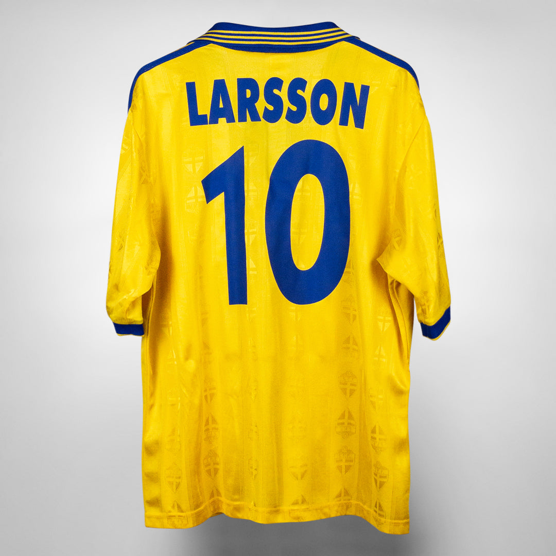 1998-1999 Sweden Adidas Home Shirt #10 Henrik Larsson