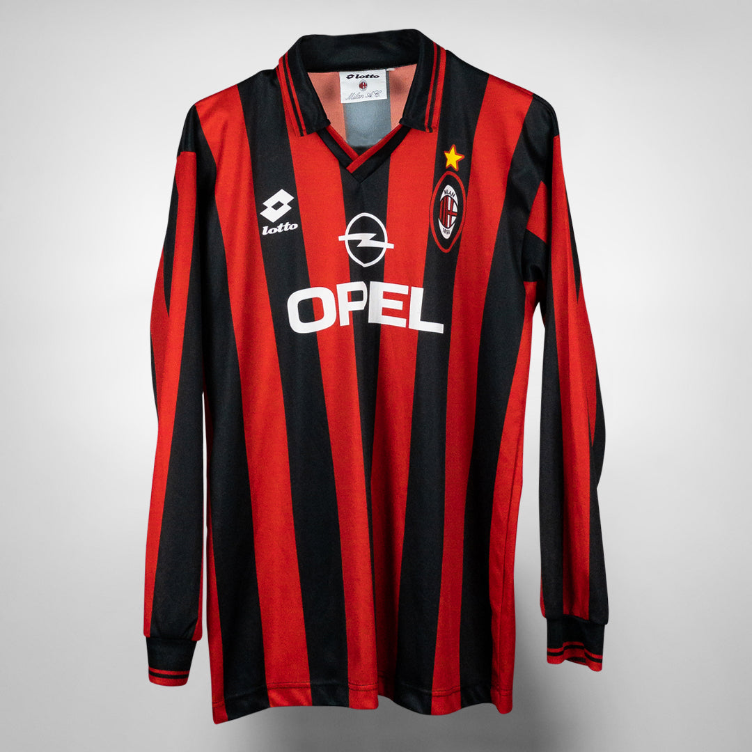 1995-1996 AC Milan Lotto Long Sleeve Home Shirt
