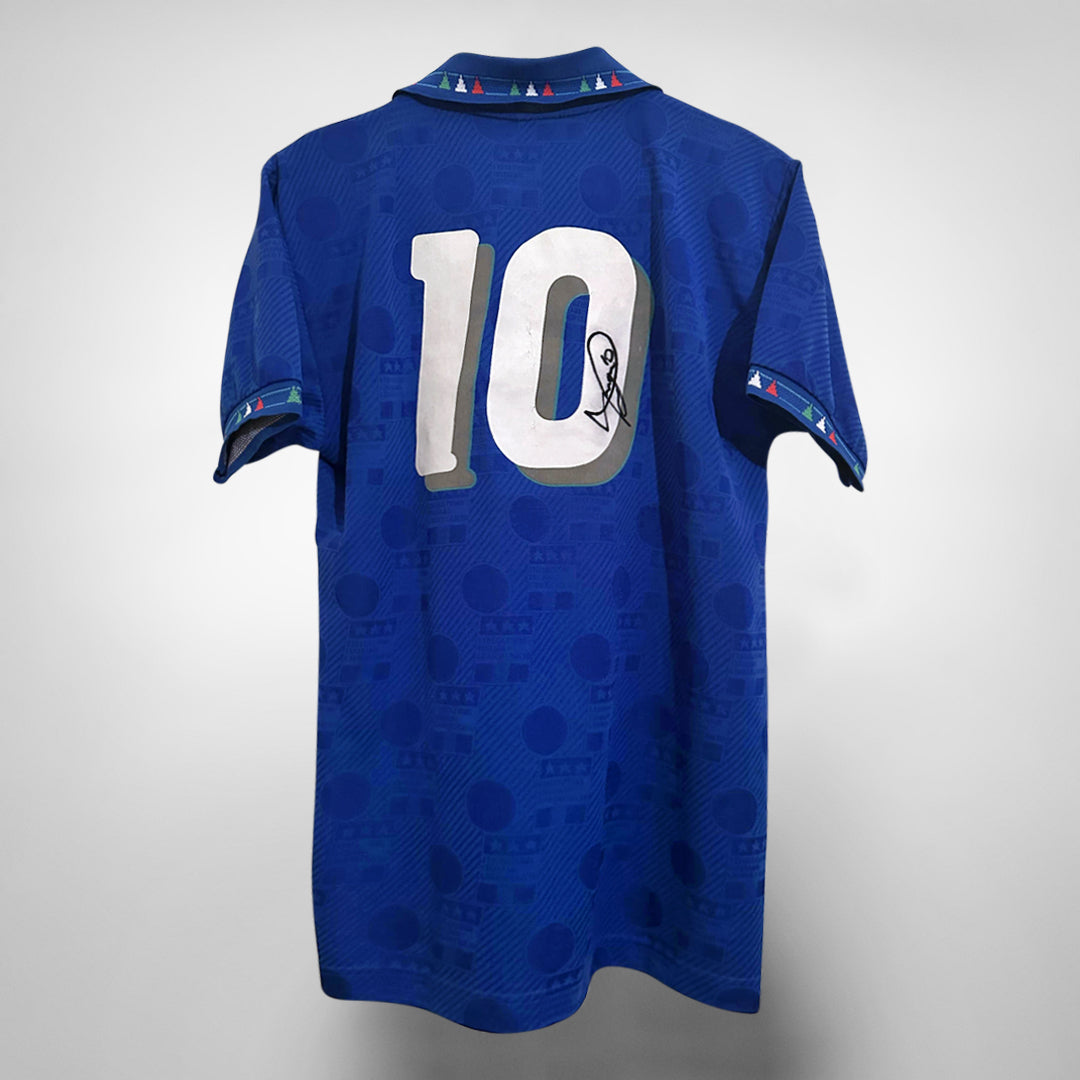 1994-1995 Italy Player Spec and Signed Diardora Home Shirt #10 Roberto Baggio - Marketplace