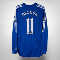 2007-2008 Chelsea Adidas Long Sleeve Home Shirt #11 Didier Drogba