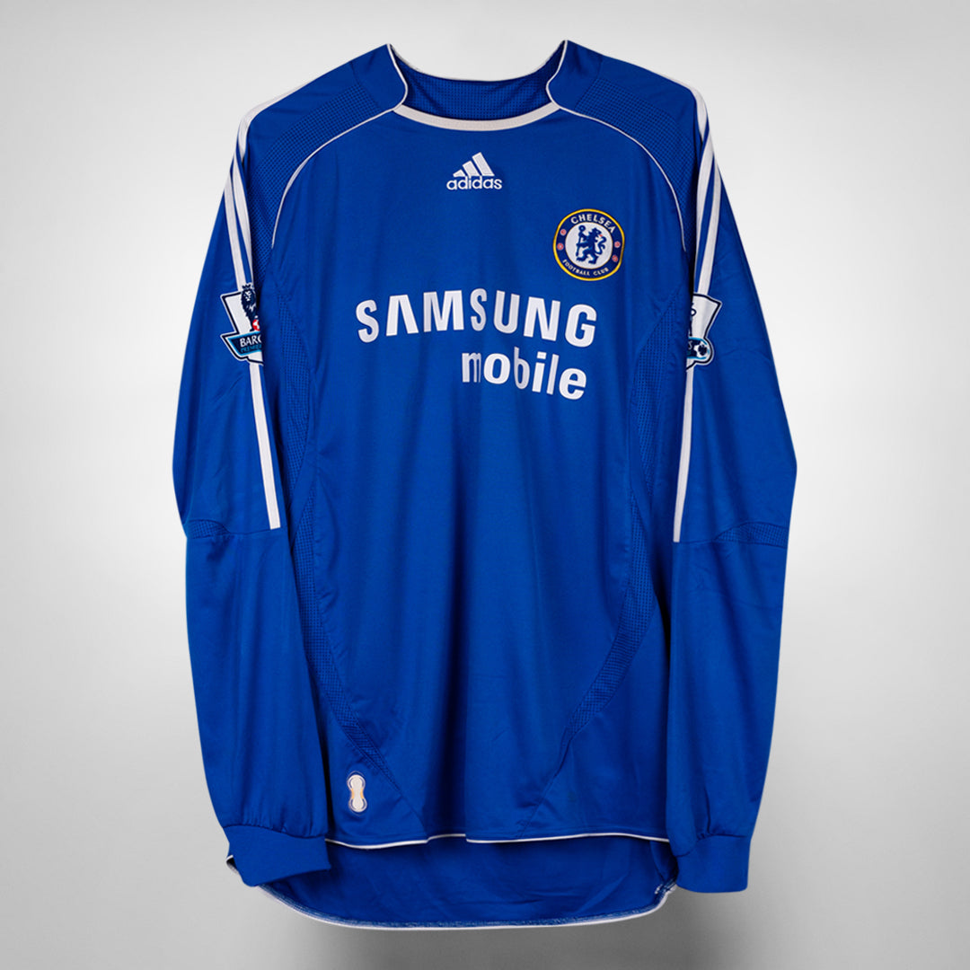 2007-2008 Chelsea Adidas Long Sleeve Home Shirt #11 Didier Drogba