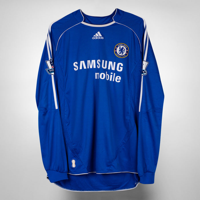 2007-2008 Chelsea Adidas Long Sleeve Home Shirt #11 Didier Drogba