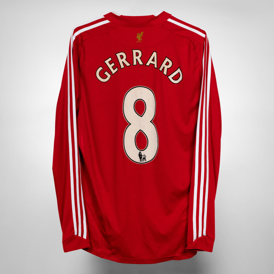 2008-2009 Liverpool Adidas Long Sleeve Home Shirt #8 Steven Gerrard