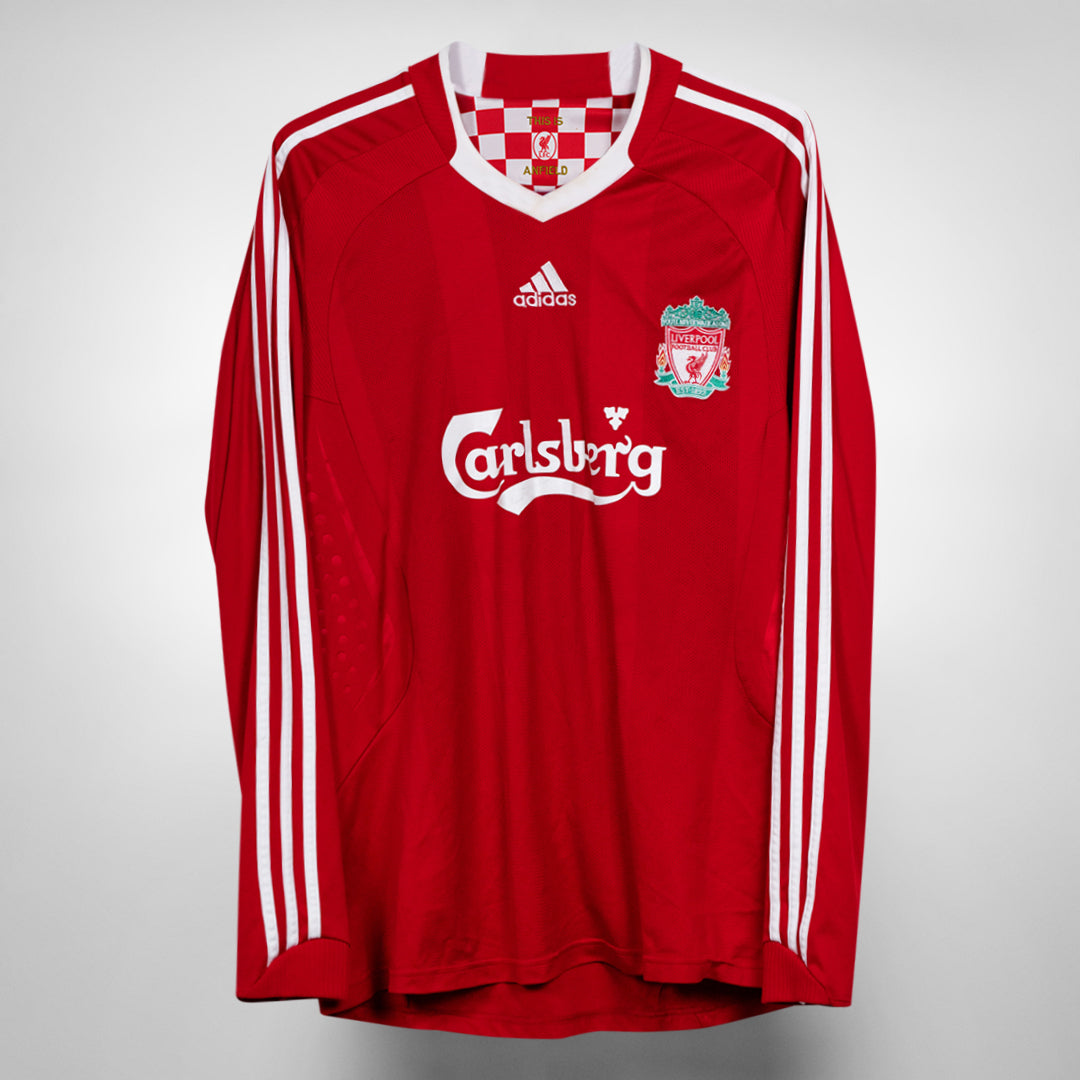 2008-2009 Liverpool Adidas Long Sleeve Home Shirt #8 Steven Gerrard