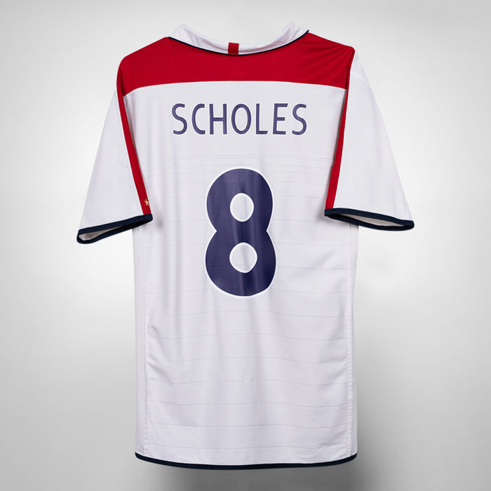 2003-2005 England Umbro Home Shirt #8 Paul Scholes