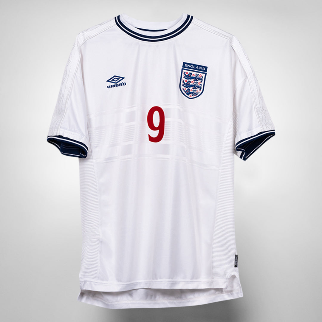 1999-2001 England Umbro Home Shirt #9 Shearer